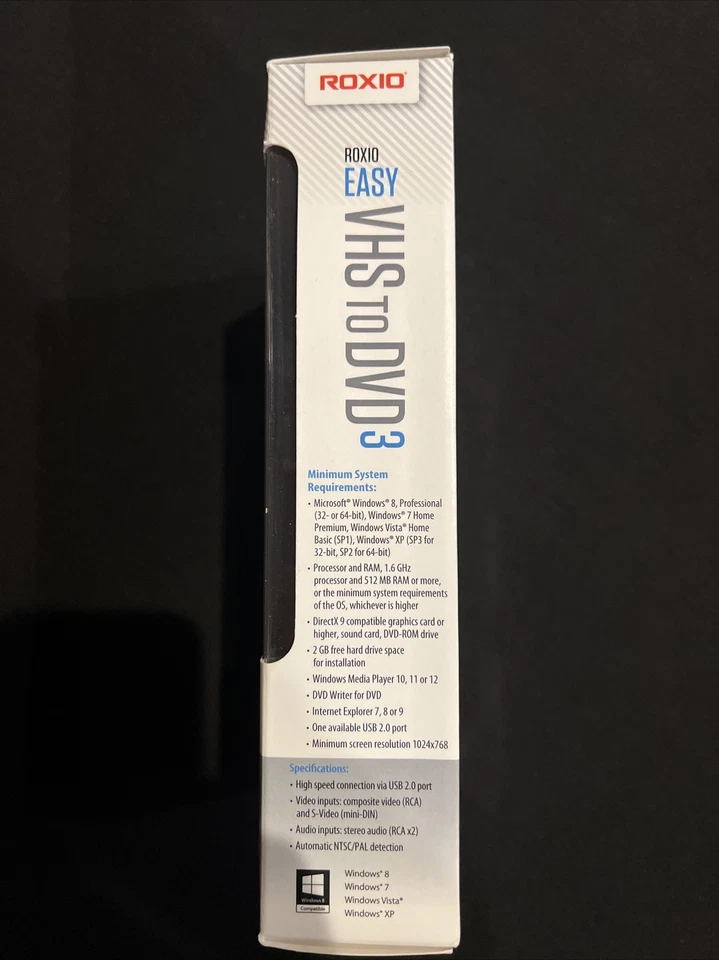 Rare ROXIO EASY 3 TRANSFER VHS TO DVD Windows 8 Compatible- Sealed BRAND NEW - Image 3 of 4