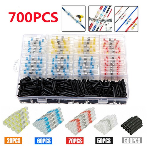 700X 22-10 AWG Solder Seal Sleeve Heat Shrink Butt Terminals Wire Connectors Kit