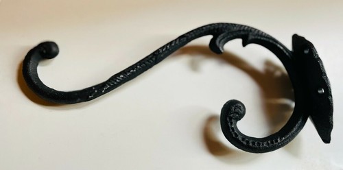 Vintage Cast Iron Metal Double Hook Ornate Wall Hanger Coat Hat Plant Bag Entry - Picture 3 of 7