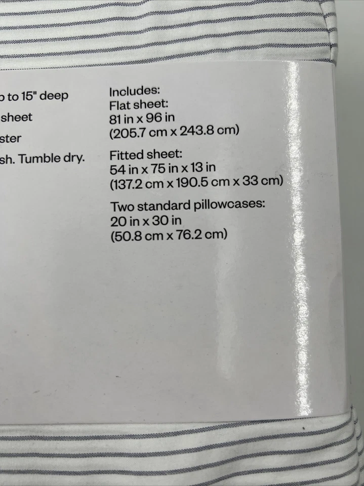 Room Essentials Printed Microfiber White & Gray Striped Full Sized Sheet Set - Image 4 of 4