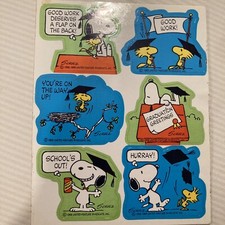 Vintage Hallmark Sticker Sheet Peanuts Snoopy Graduation