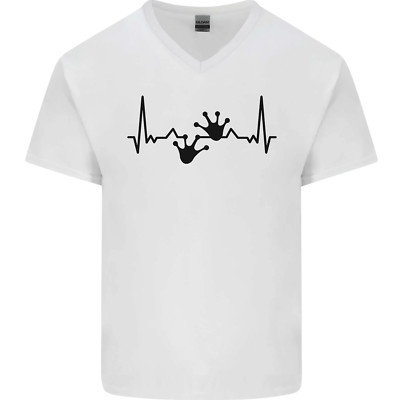 Eidechse EKG Gekko Pulse Bartagame Herren T-Shirt V-Ausschnitt Baumwolle