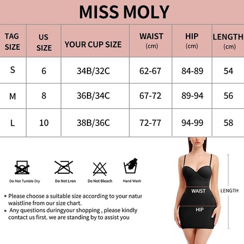 Women Tummy Control Bodycon Dress With Built in Bra Lingerie Full Slips Shaper @ - Picture 2 of 21