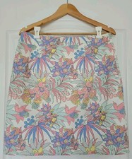 Talbots Skirt Womens Size 8P Petite Floral Birds Parakeets Tropical Coastal