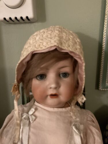 Antique Crocheted Baby Bonnet With Silk Lining