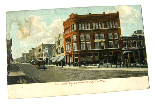 V119:: Posted 1910, Street Scene, State Street Looking West Bristol Virginia TN