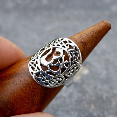 Einfach 925 Sterlingsilber Om Ohm Symbol Ring Schmuck echte kleine Edelsteine
