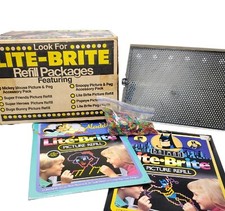 VTG 1967 HASBRO LITE BRITE Console in Box Pegs Refill Sheet Kits Batman Aladdin