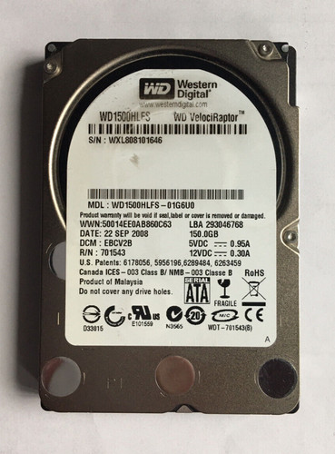 WD VelociRaptor WD1500HLFS 150GB SATA 2.5" HDD OHNE IcePack