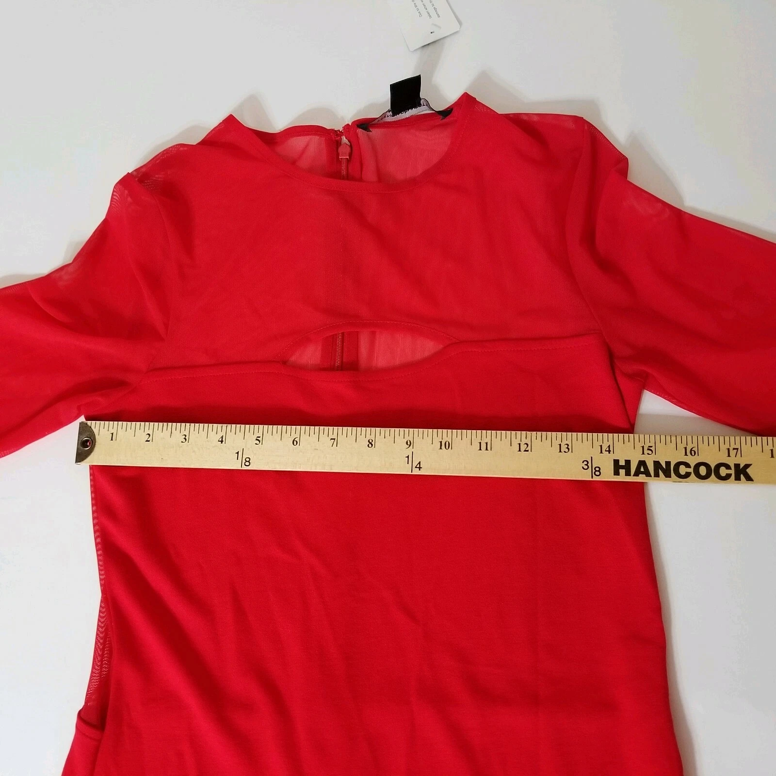 Abito French Connection San Valentino viscosa manica lunga Royal Scarlet taglia 8 nuovo con etichetta