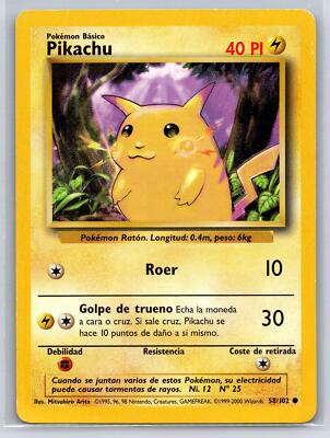 Pikachu 58/102 Pokemon Base Set Spanish Espaol Lightly played | eBay