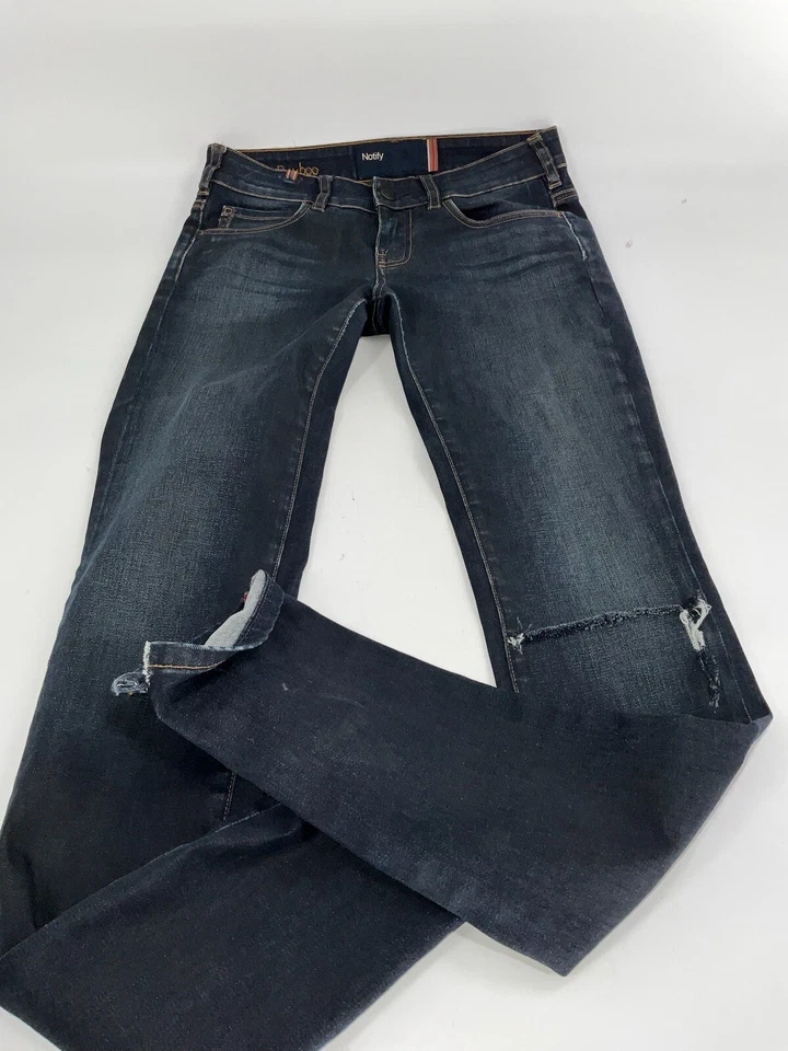 Pantalones de mezclilla Notify Bamboo para mujer talla 27 lavado oscuro envejecido hecho en Italia YGI F4-13 Foto 2 de 4