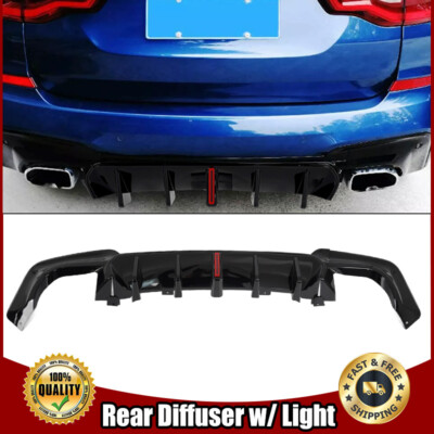 Rear Diffuser Bumper Lip W/LED Light Accessories Black For BMW G01 LCI 2017-2021