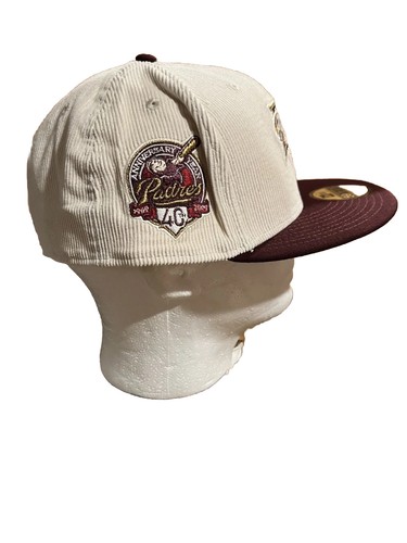 San Diego Padres New Era 59FIFTY Corduroy Beige Maroon Hat Cap 7 3/4 New - Picture 8 of 9
