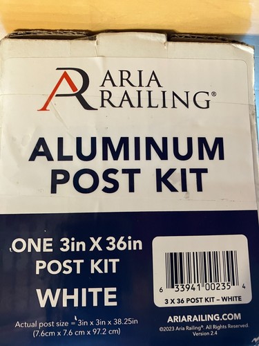 Aria Railing Aluminum Post Kit w/ Base Plate 3” x 3” x 36”, White - Picture 2 of 2