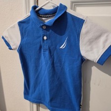 Nautica Boys Blue White Colorblock Logo Polo ...