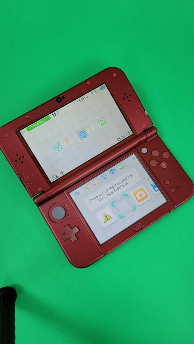 Red New 3DS XL LL REGION FREE 128gb Perfect Screens 3rd Party