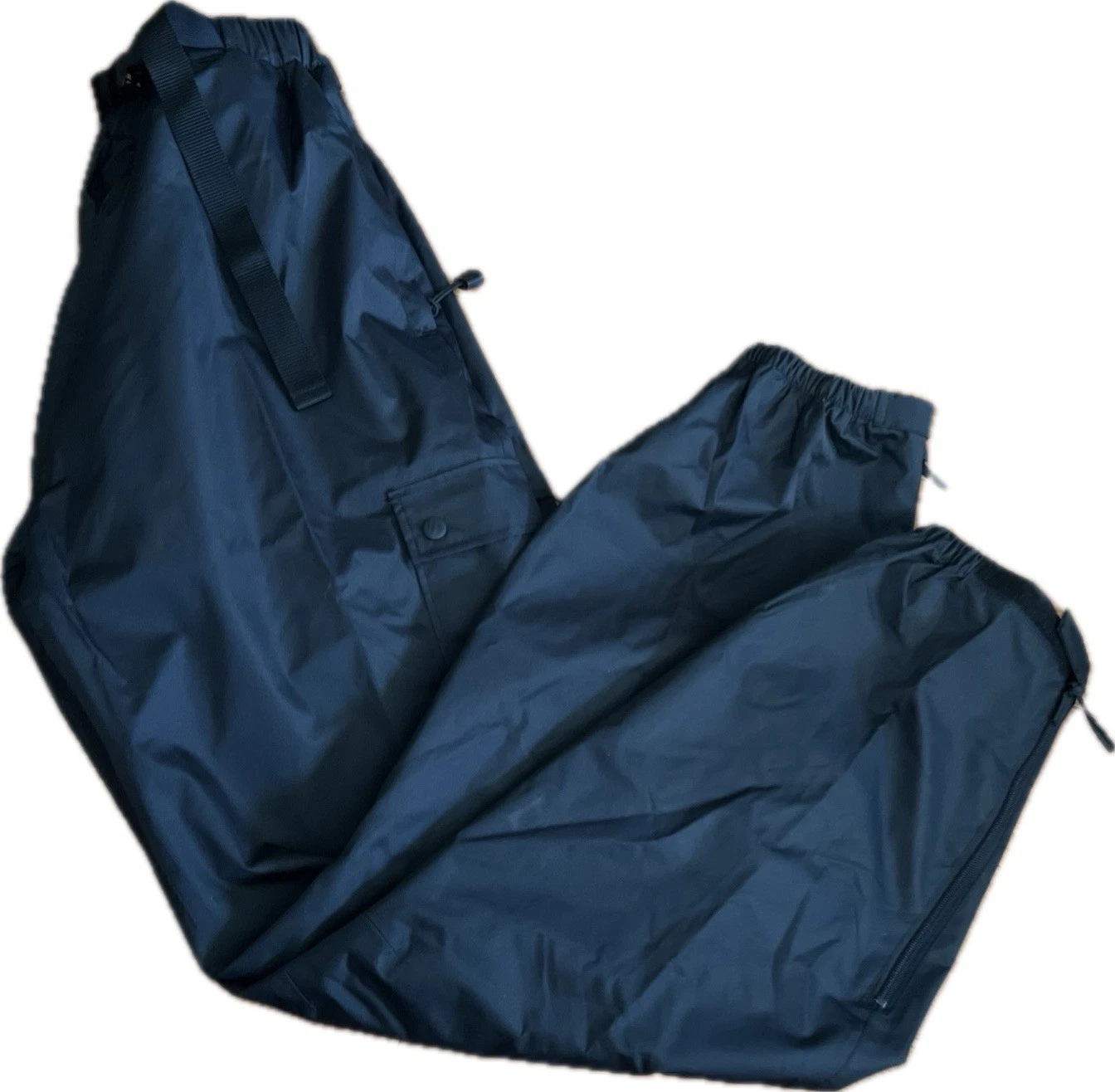 Vintage Wetskins Track Rain Pants Hiking Outdoor Cargo Belted Black Men's XL EUC