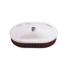 12 X 2 Oval Air Cleaner Red Washable Element Chevy Sbc 350 Bbc 454 Chrome Kit 12 X 2 Oval Air Cleaner Red Washable Element Chevy Sbc 350 Bbc 454 Chrome Kit