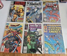 1990s MARVEL SPIDERMAN , PUNISHER , SABERTOOTH &MORE MIXED COMIC LOT OF ( 6 ) 