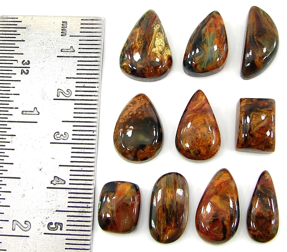 56.90Ct Natural Golden Pietersite Loose Gemstone Cabochon 10 Pcs Stone Lot-27326 - Image 2 of 2