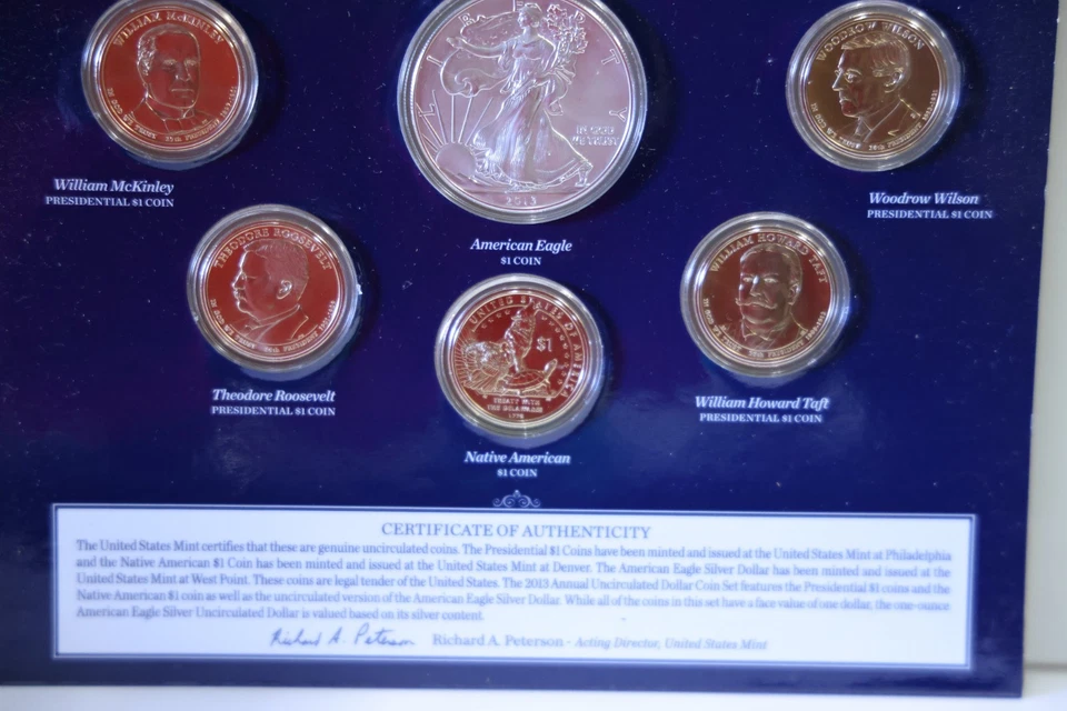 2013 6-Coin U.S. Mint Annual Uncirculated Dollar Set w/ Silver Eagle - Image 4 of 4