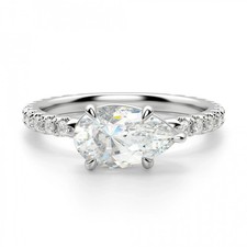 2.10 Ct Pear Cut VVS1 Diamond Lab-Created Engagement Ring 14K White Gold FN