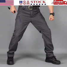 Men's Work Cargo Pants Waterproof Combat Tactical Pants Outdoor Hiking Pants USA
