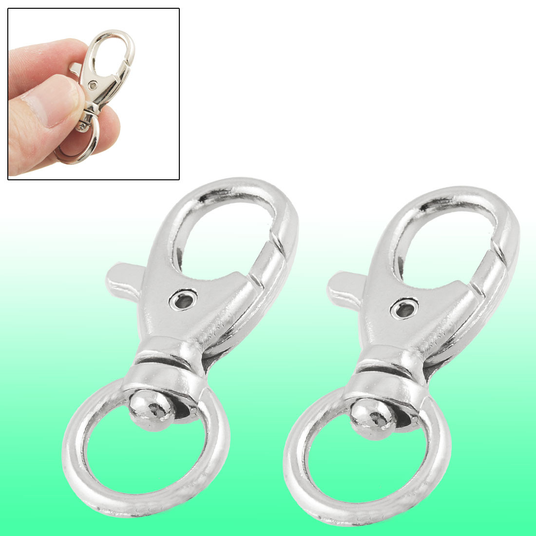 Handbag Metal Lobster Clasps Swivel Clips Keychain Keyring Silver Tone 2 Pcs-image