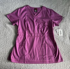 Ecko Red Scrub Top Women s Large Pink Cerise Shirt Medical Nursing Short Sleeve