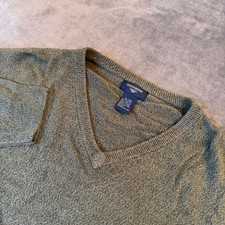 Dockers V Neck Sweater Mens Extra Large Green Acrylic Knit Pullover Long Sleeve