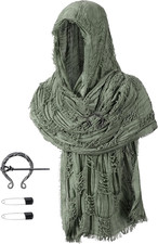 Unisex Medieval Renaissance Hooded Cowl Multifunctional Scarf Shawl Cape