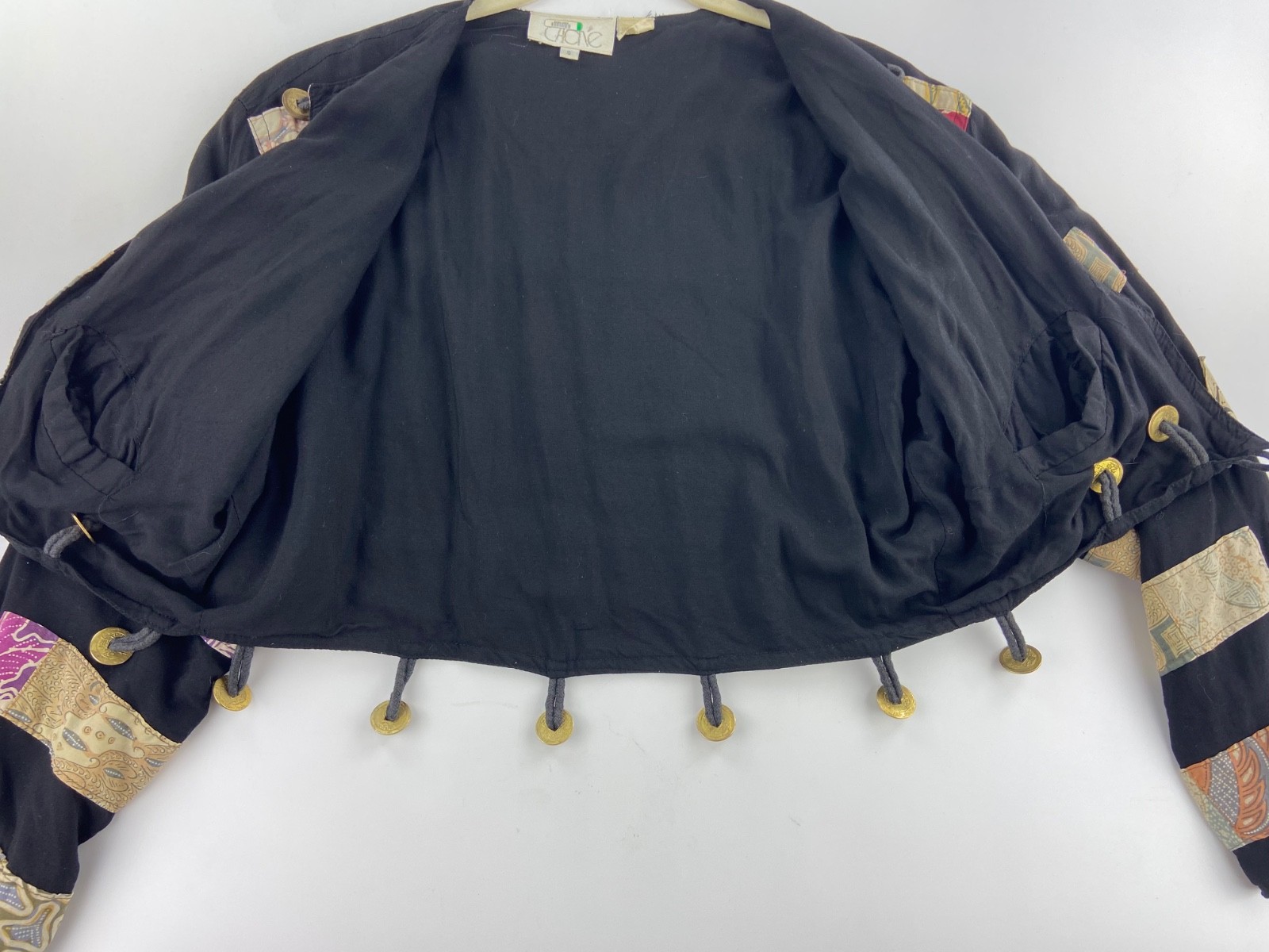 VTG 1980s CACHE Patchwork Cropped Jacket SZ  S Go… - image 21