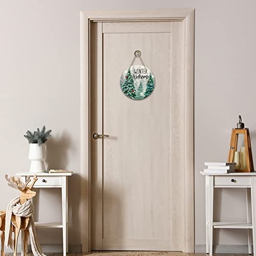 Deroro Winter Welcome Sign for Front Door Decor, Winter Farmhouse Pine Trees - Picture 5 of 7