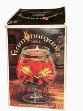 Flamboyant Brandy Poinsettia Floating Candle  Enchanting Vtg Flame Holiday Decor