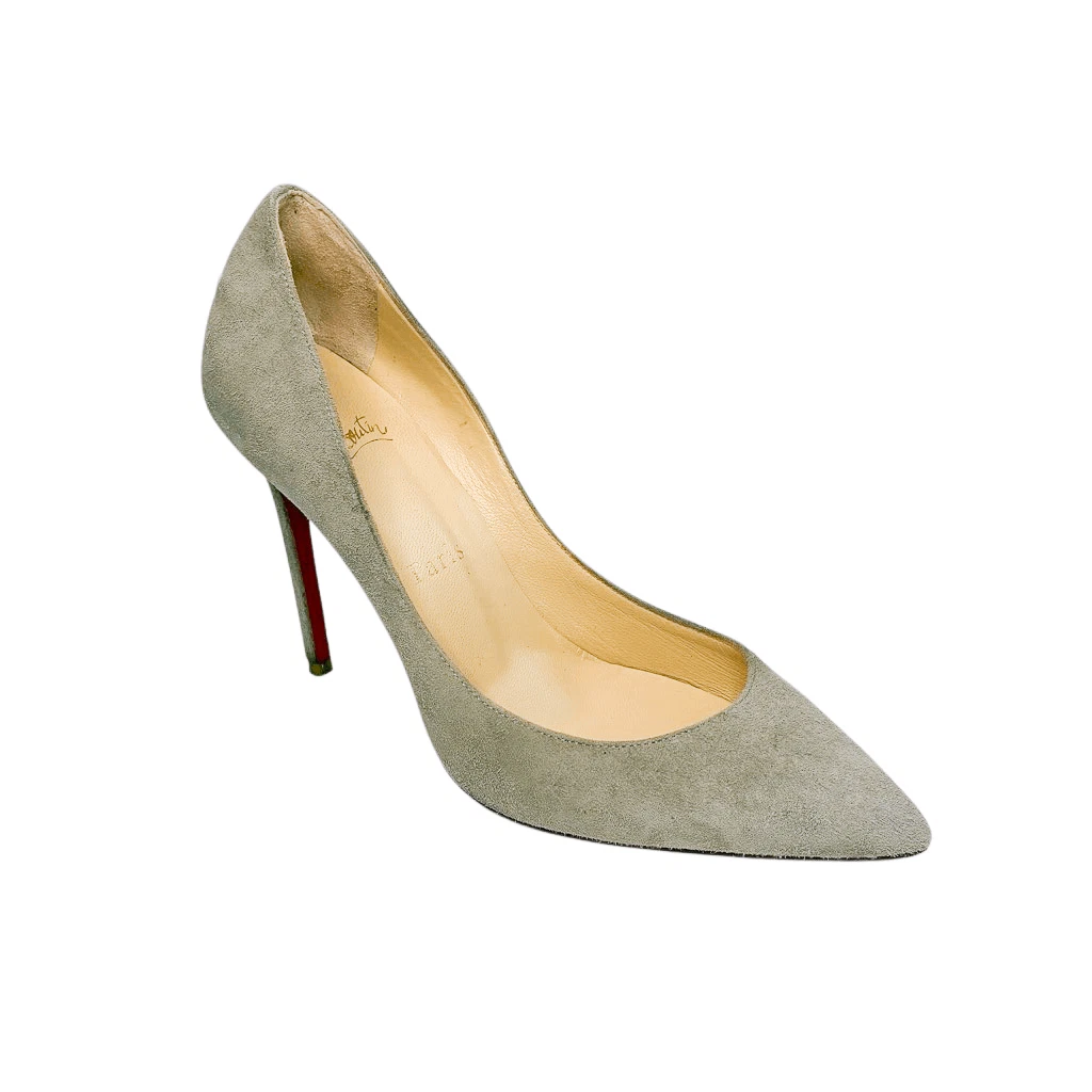 Christian Louboutin — Christian Louboutin Pigalle Suede Cacha Pumps Size 37 Red Sole Grey High Heels