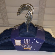Velvet Dark Blue Baby Boy Clothes Hangers x25 Slim Notched Non Slip Curved 11  