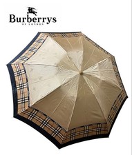 Burberrys Folding Umbrella Black Nova Check Shadow Horse Vintage Authentic
