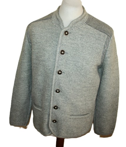 Distler men's traditional walking jacket size 52 knit wool Oktoberfest gray