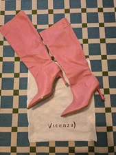 Vicenza x Free People Pink Leather Knee Boots (Style name: Friday Fever)