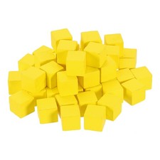 50Pcs Wood Blocks for Crafts, 13/16" Unfinished Wooden Cube Wood Block, Yellow