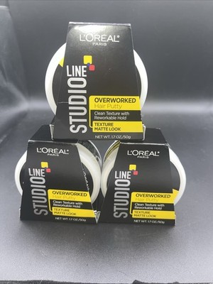 L'Oreal Paris Studio Line Overworked Hair Putty Medium Hold 1.7 oz 3 Pack New