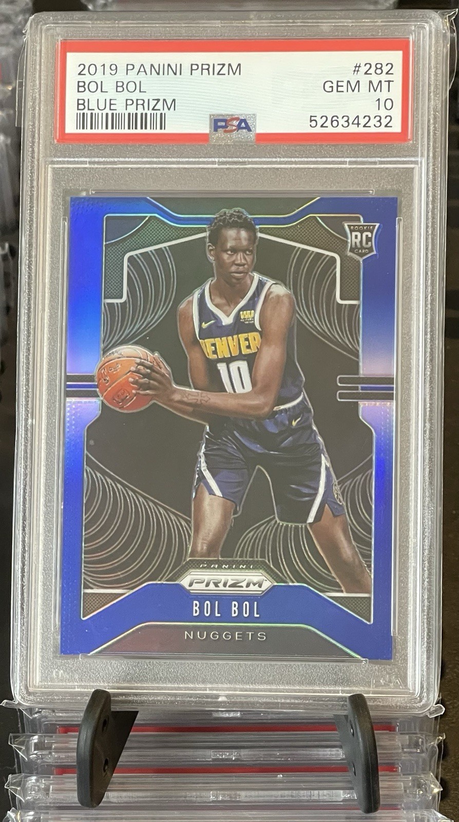 2019 Bol Bol Panini Prizm RC #282 Blue Refractor /199 Rookie PSA 10 (+2 Bol RCs)