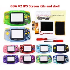 New V2 IPS 10 Levels Brightness LCD W/Pre-cut Printed Customized Shell For GBA
