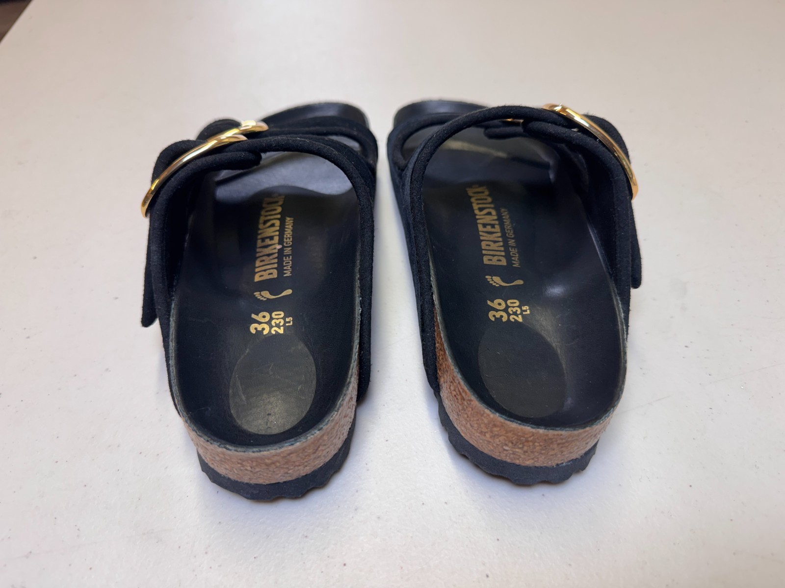 Birkenstock Arizona Big Buckle Black Velvet Gold Women's Sandals EU 36 UK 3.5 image 3