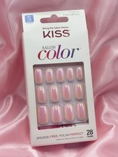 Kiss Salon Color Press-On Nails Manicure Short Chrome Pink Peach 71510