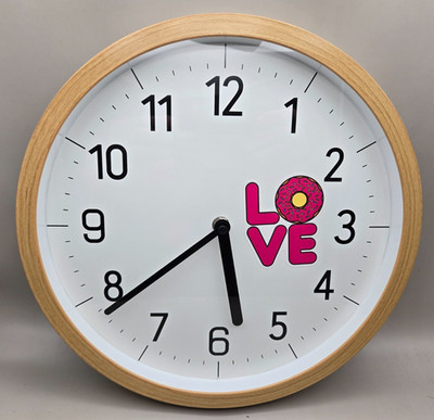 BioInLiving ''Love Classic 12'' Round Wall Clock, Easy to Read Woodgrain FREE SHIP