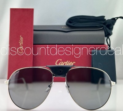 Cartier Aviator Sunglasses Gold Silver Metal Silver Mirror 59mm