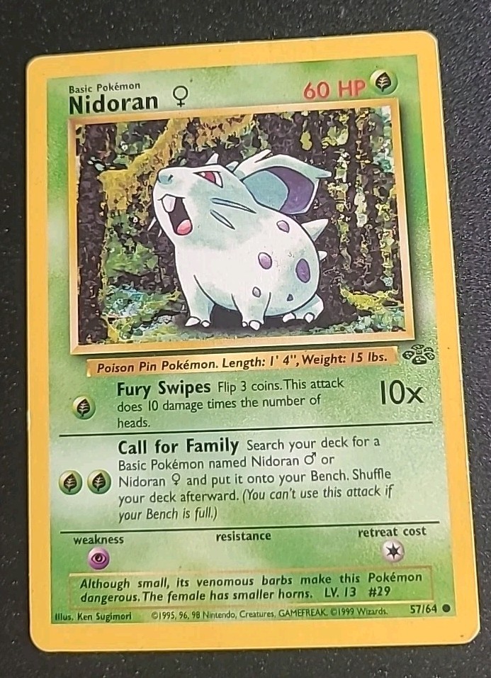 NIDORAN 57/64 NM-M Jungle Base Set Pokemon Card