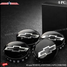 4x 83mm Gloss Black Silver Wheel Center Caps Fits Chevy Silverado Suburban Tahoe